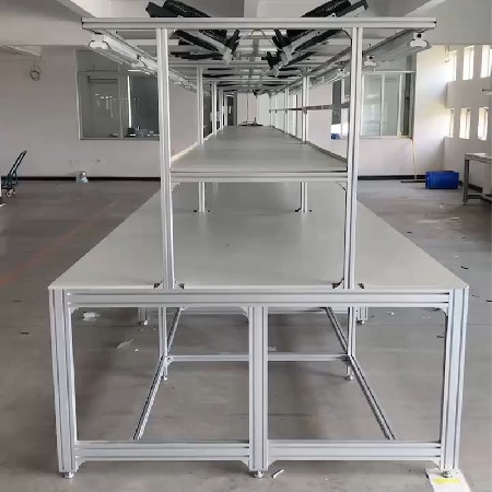 鋁型材雙邊工作臺(tái)電源線組裝生產(chǎn)線工作桌車間包裝臺(tái)流水線操作臺(tái)