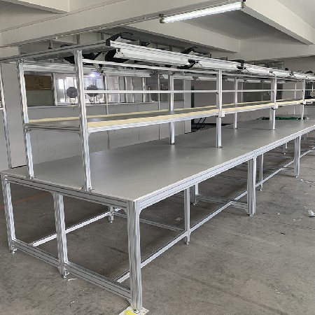 鋁型材雙邊工作臺(tái)電源線組裝生產(chǎn)線工作桌車間包裝臺(tái)流水線操作臺(tái)