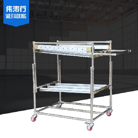 定制批發(fā)電池用物料車 3寸插桿腳輪對(duì)角帶剎不銹鋼管組裝物料車